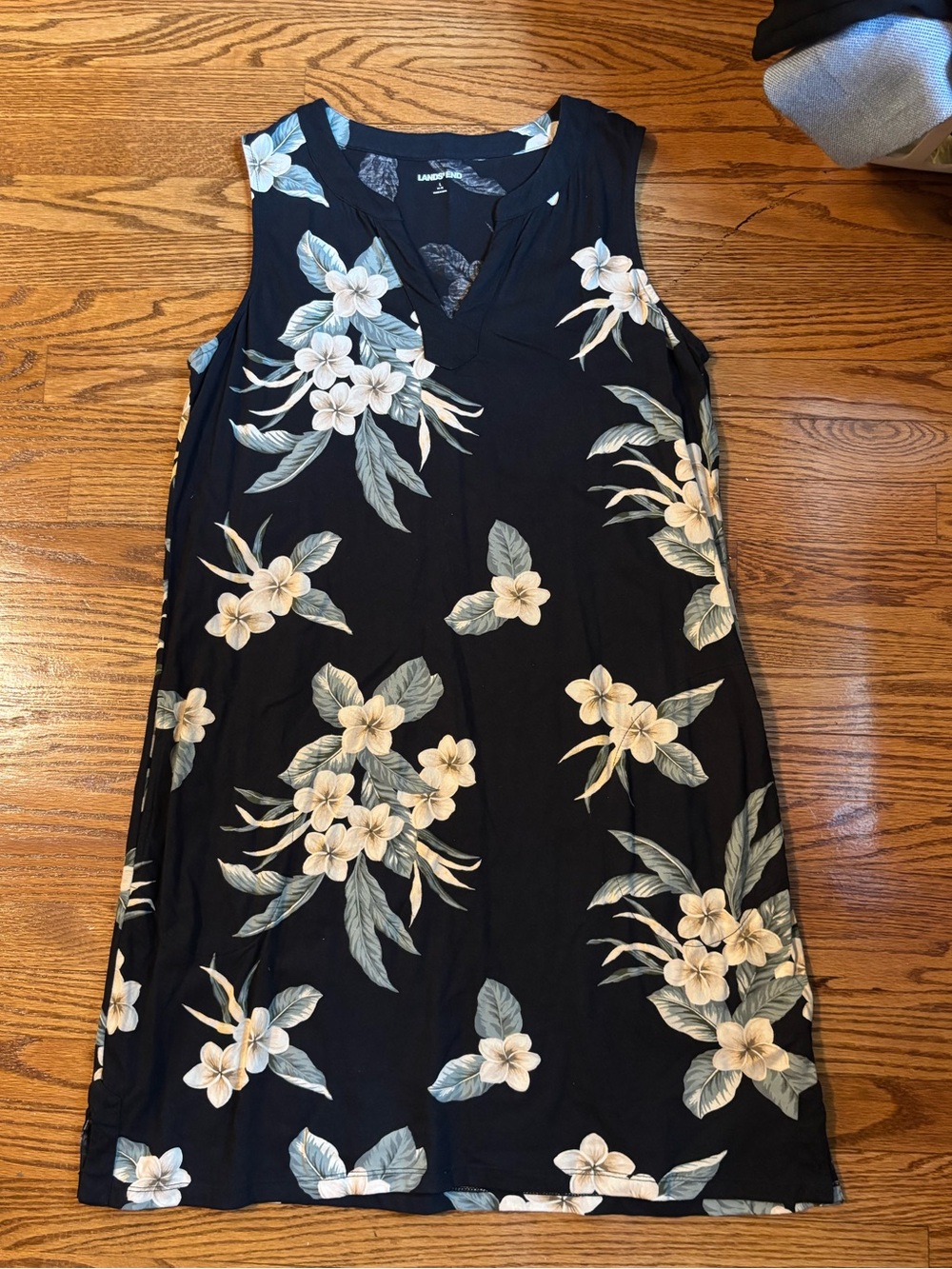 Lands' End Women's  Floral Sleeveless Shift Dress Cotton Tropical Print Size